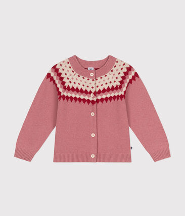 Cardigan jacquard laine et coton enfant fille