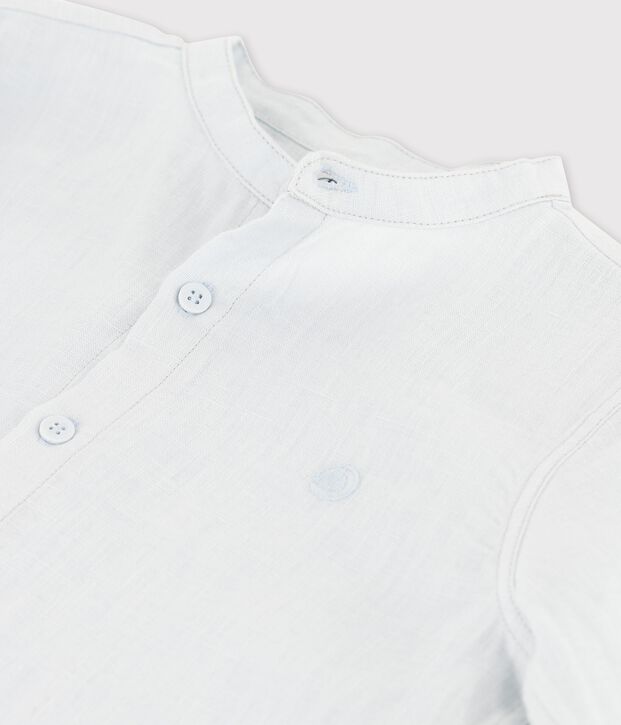 Chemise &agrave; manches longues en lin enfant gar&ccedil;on bleu