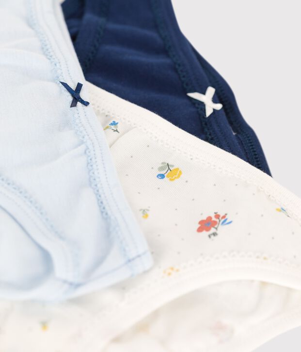 Lot de 3 culottes fleurs petite fille en coton biologique multicouleur
