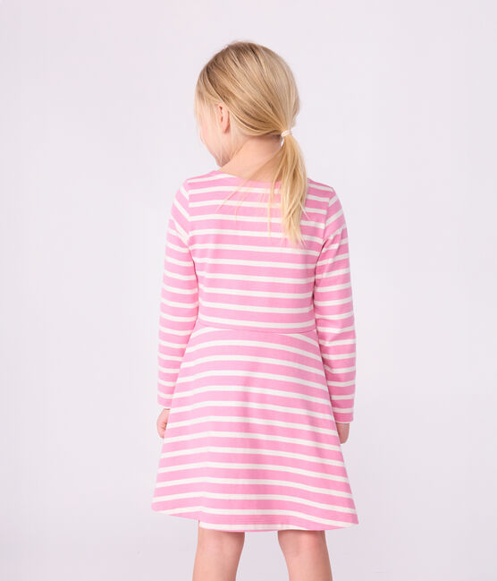 Robe enfant manches longues en coton rose BOUDOIR/ MILK