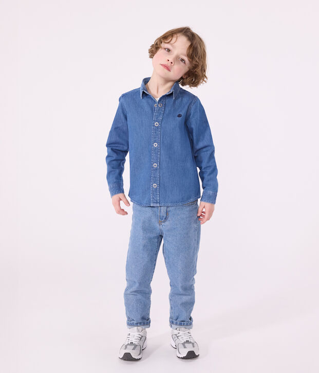 Chemise en denim l&eacute;ger enfant gar&ccedil;on bleu