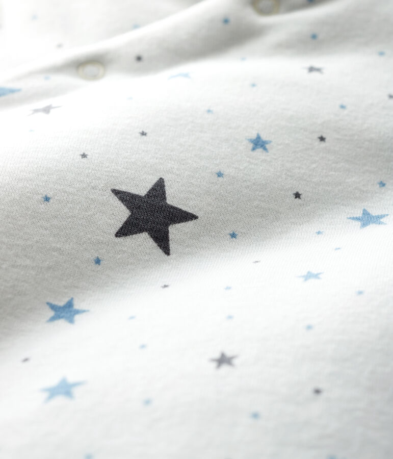 Combinaison longue b&eacute;b&eacute; en c&ocirc;te blanc MARSHMALLOW/gris TEMPETE