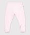 Pantalon &agrave; pied naissance en coton uni rose clair