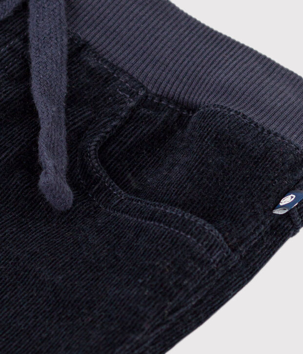 Pantalon droit en velours moyen enfant fille / gar&ccedil;on bleu marine