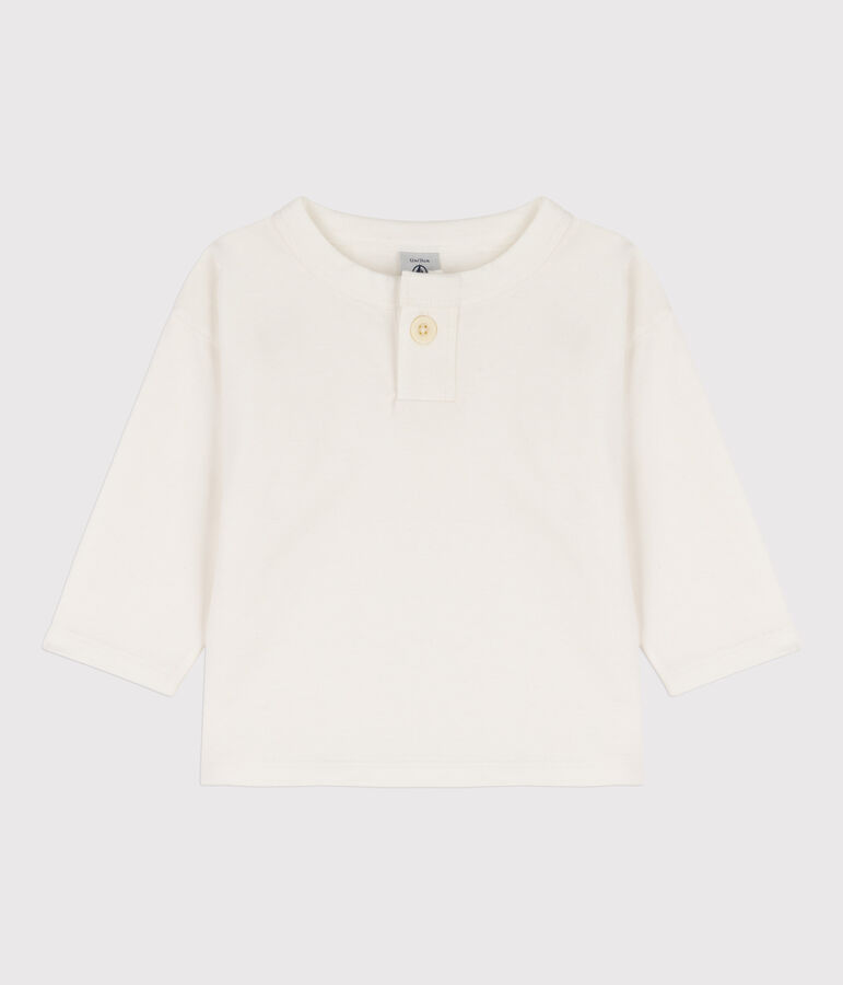 Tee-shirt manches longues b&eacute;b&eacute; en coton blanc MARSHMALLOW