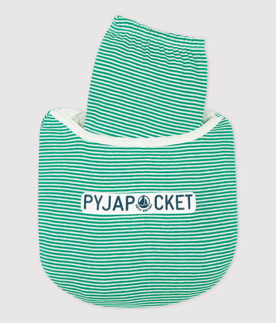 Pyjama milleraies vert en coton enfant vert PIVERT/blanc MARSHMALLOW