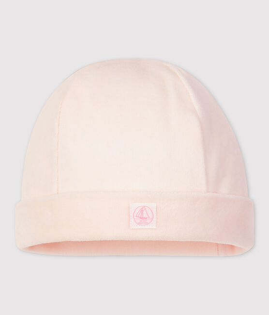 Bonnet bébé en velours de coton biologique rose FLEUR
