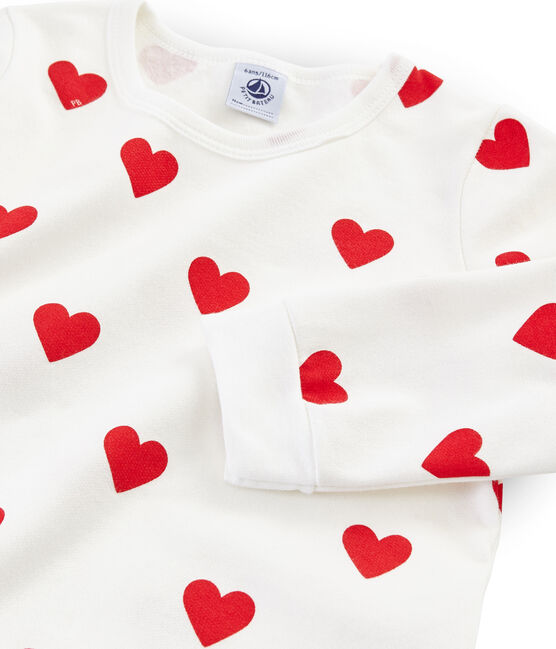 Pyjama Coeur Petite Fille En Molleton Marshmallow Terkuit Petit Bateau