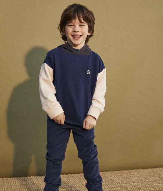 Sweatshirt à capuche enfant fille / garçon bleu MEDIEVAL/blanc MULTICO