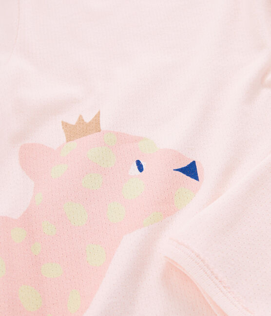 Pyjama petite fille en côte rose FLEUR