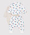 Ensemble 3 pièces imprimé ours bébé en coton biologique blanc MARSHMALLOW/blanc MULTICO