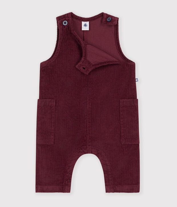 Combinaison longue b&eacute;b&eacute; en velours uni bordeaux