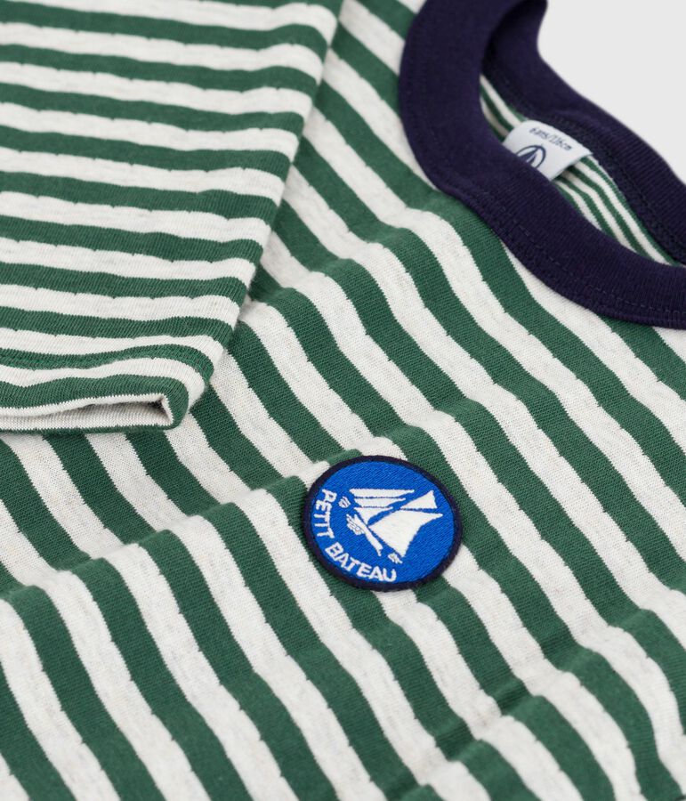 Tee-shirt enfant manches longues en coton ray&eacute; vert WILLOW/ MONTELIMAR:WILLOW/ MONTELIMAR