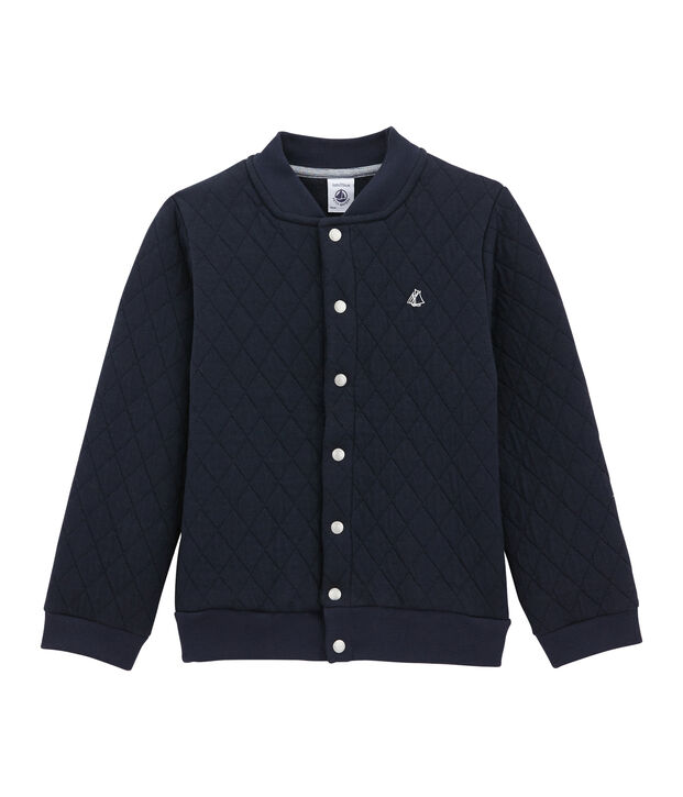 Cardigan en tubique matelass&eacute; bleu marine
