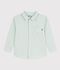 Chemise enfant en coton &agrave; manches longues unie vert clair