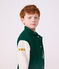 Veste teddy enfant en coton uni colorblock vert/beige