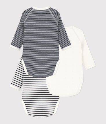 Lot de 3 bodies croisés manches longues en coton bébé (Petit Bateau) - Image 1