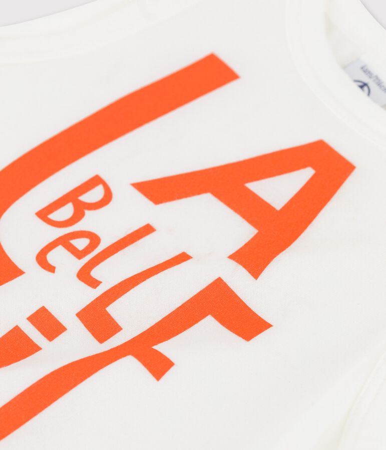 D&eacute;bardeur en coton enfant fille blanc MARSHMALLOW