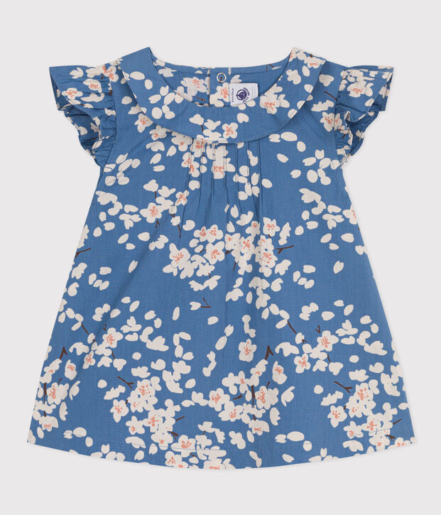 Blouse en popeline imprim&eacute;e enfant fille bleu/multicouleur
