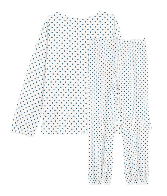 Pyjama petite fille en côte blanc MARSHMALLOW/bleu CONTES