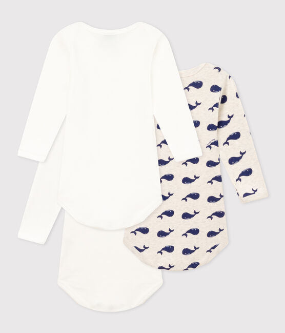 Lot de 3 bodies manches longues baleines bébé en coton variante 1