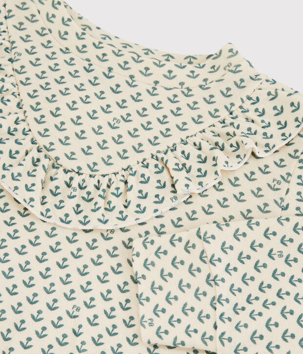 Sweatshirt en tubique enfant fille &eacute;cru/vert