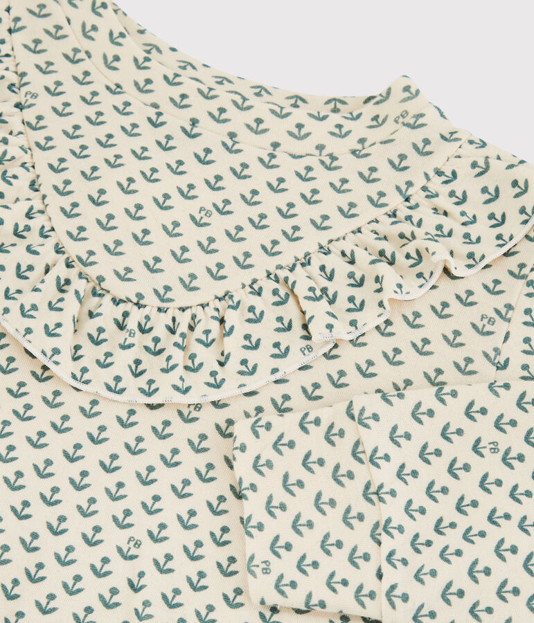 Sweatshirt en tubique enfant fille &eacute;cru/vert