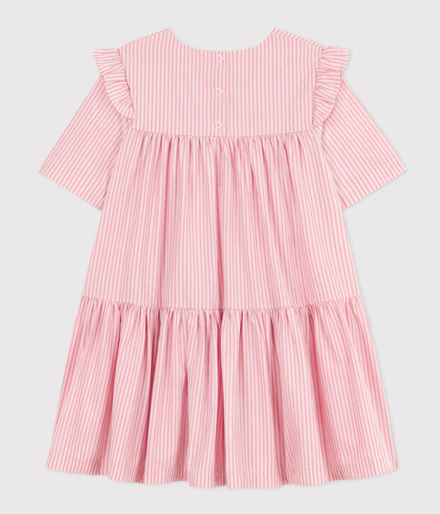 Robe manches courtes en coton enfant fille rose/rose