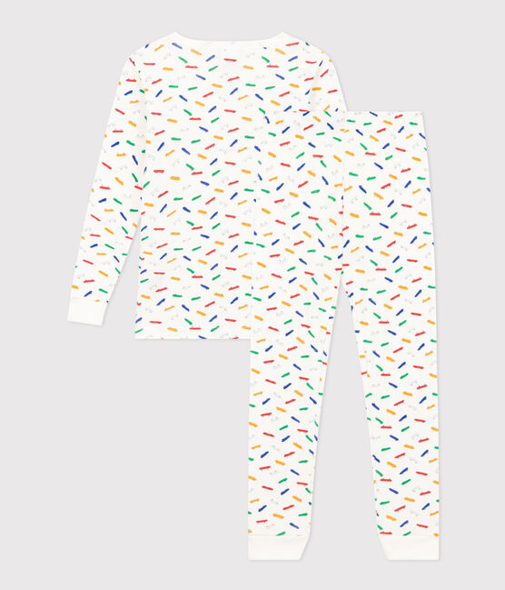 Pyjama ajusté en coton imprimé skateboard enfant blanc MARSHMALLOW/blanc MULTICO