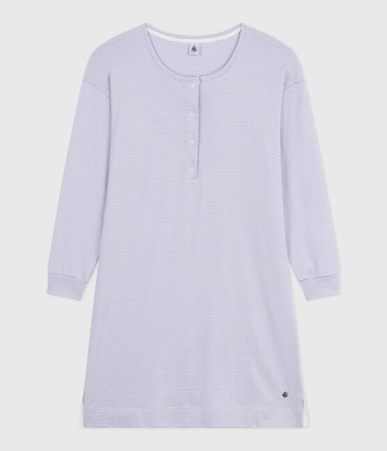 Chemise de nuit femme en coton à rayures blanc SQUAW/ MARSHMALLOW