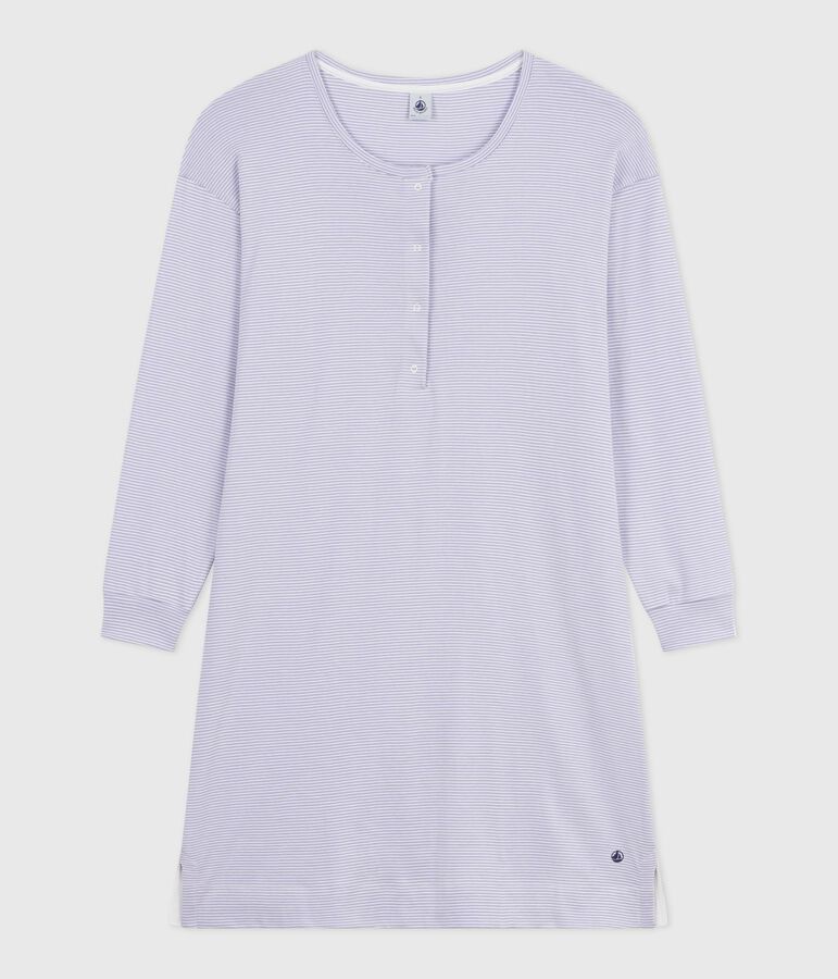 Chemise de nuit femme en coton &agrave; rayures blanc SQUAW/ MARSHMALLOW
