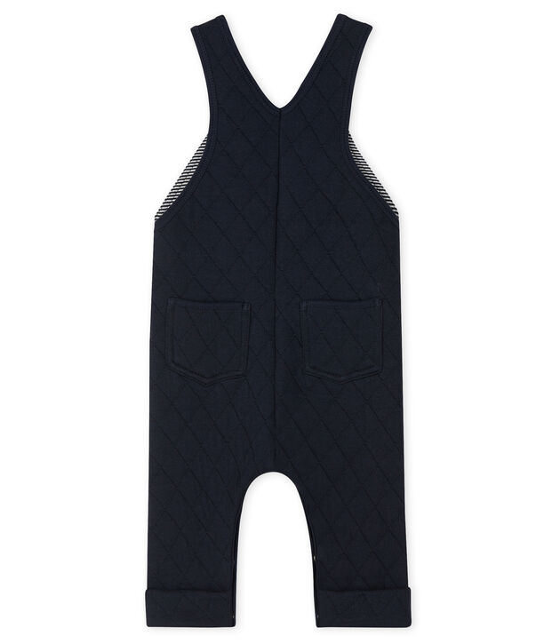 Salopette b&eacute;b&eacute; gar&ccedil;on en tubique matelass&eacute; bleu marine