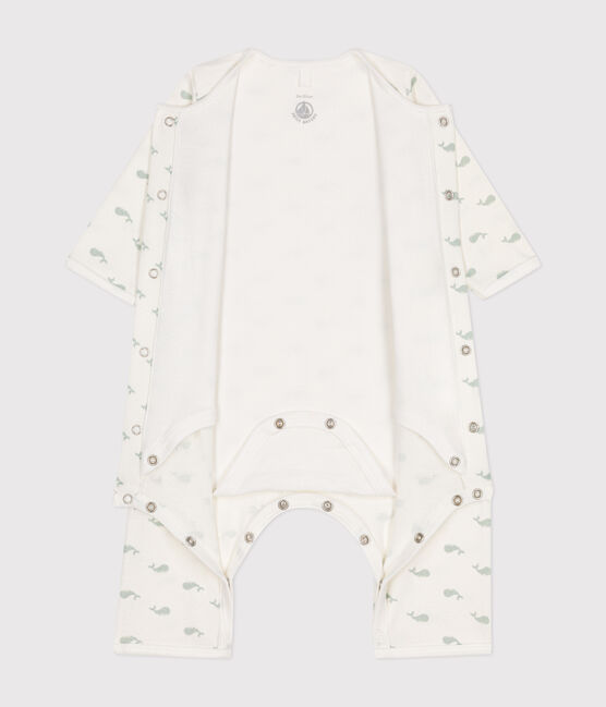 Bodyjama sans pieds en coton bébé blanc MARSHMALLOW/ HERBIER
