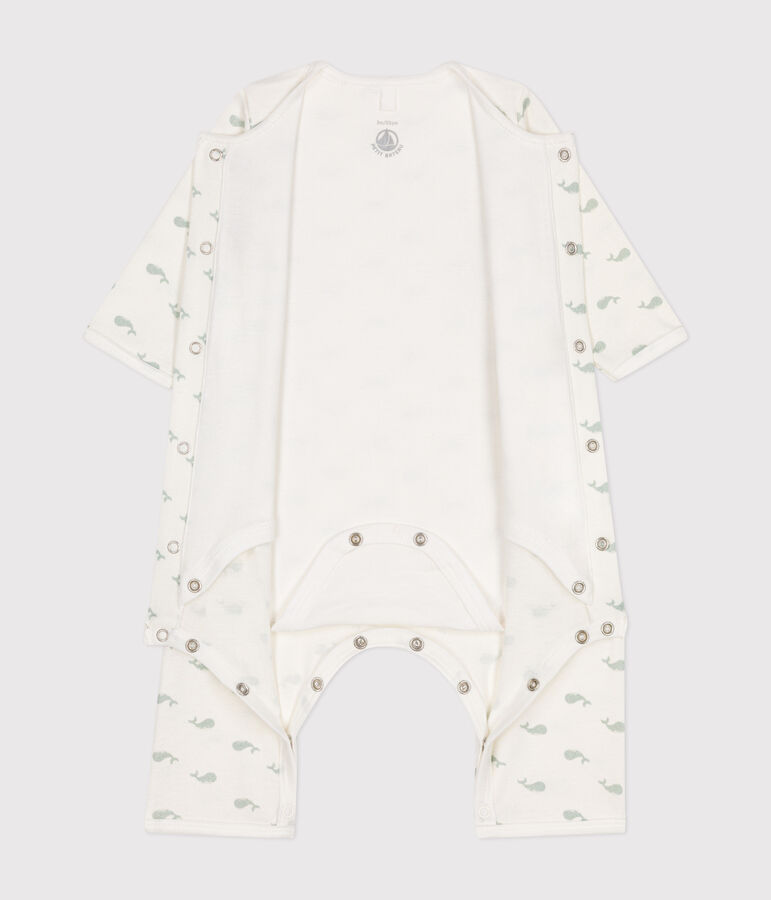 Bodyjama sans pieds en coton b&eacute;b&eacute; blanc/vert