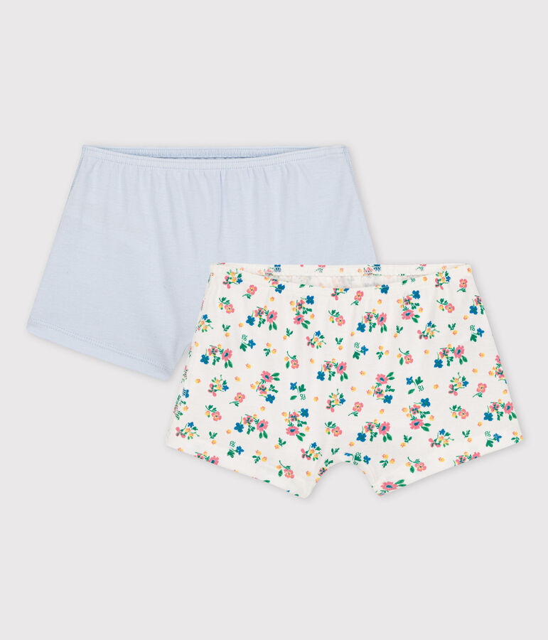 Lot de 2 shorties imprim&eacute; fleuri petite fille en coton biologique multicouleur
