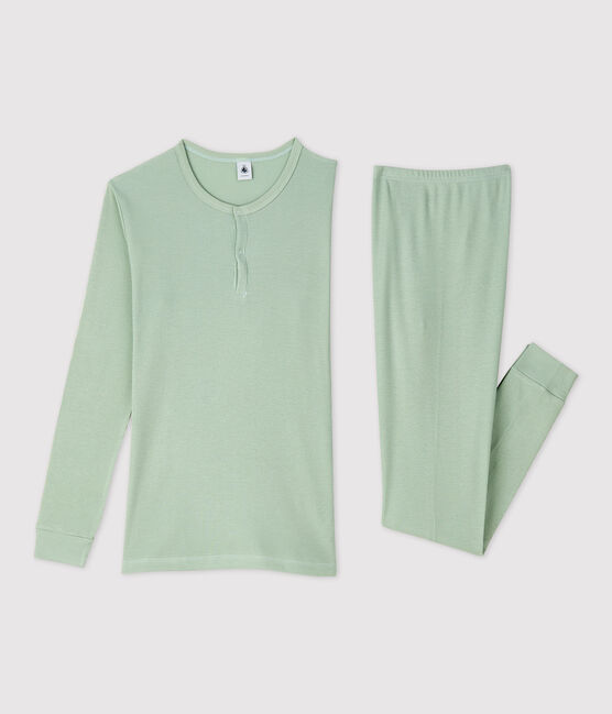 Pyjama uni fille en coton lyocell vert HERBIER