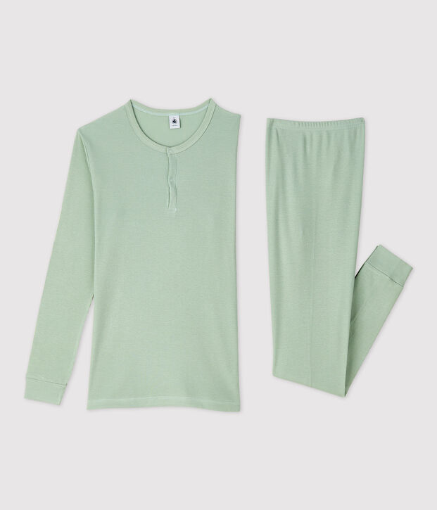Pyjama uni fille en coton lyocell vert