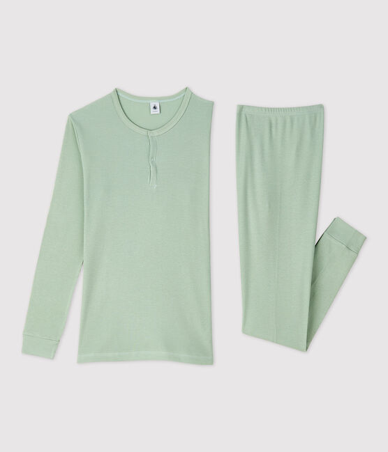 Pyjama uni fille en coton lyocell vert HERBIER