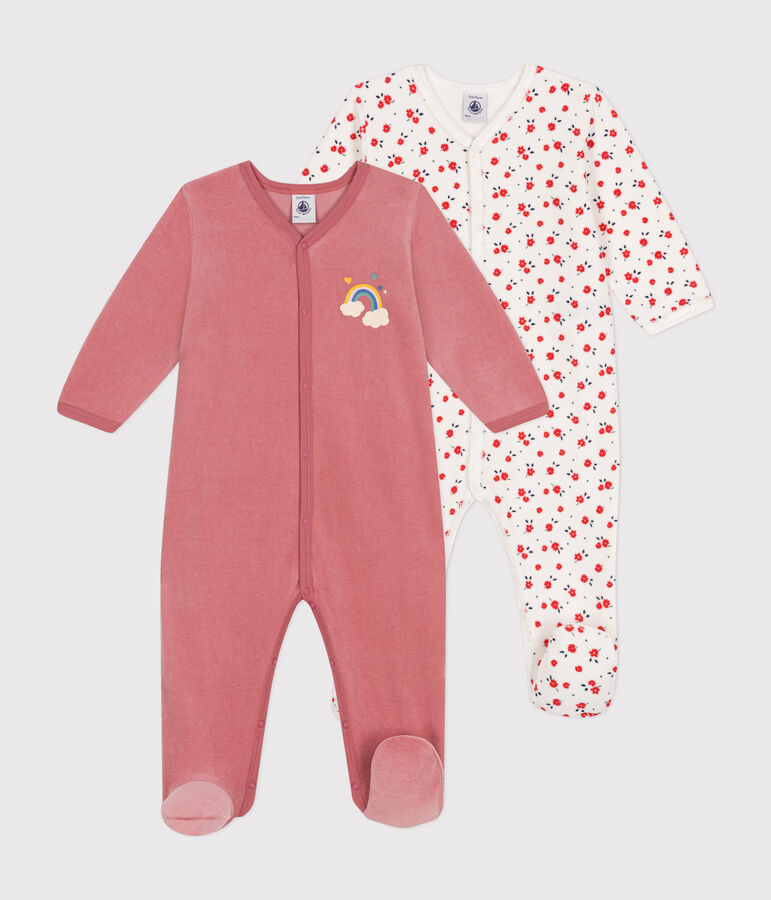 Lot de 2 pyjamas en velours b&eacute;b&eacute; multicouleur