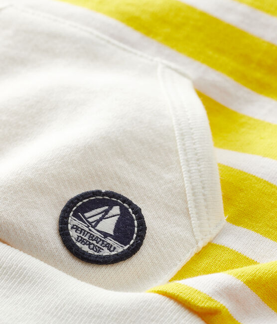 Sweatshirt bébé garçon rayé blanc MARSHMALLOW/jaune SHINE