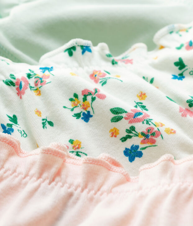 Lot de 3 culottes volant&eacute;es imprim&eacute; fleuri petite fille en coton biologique multicouleur