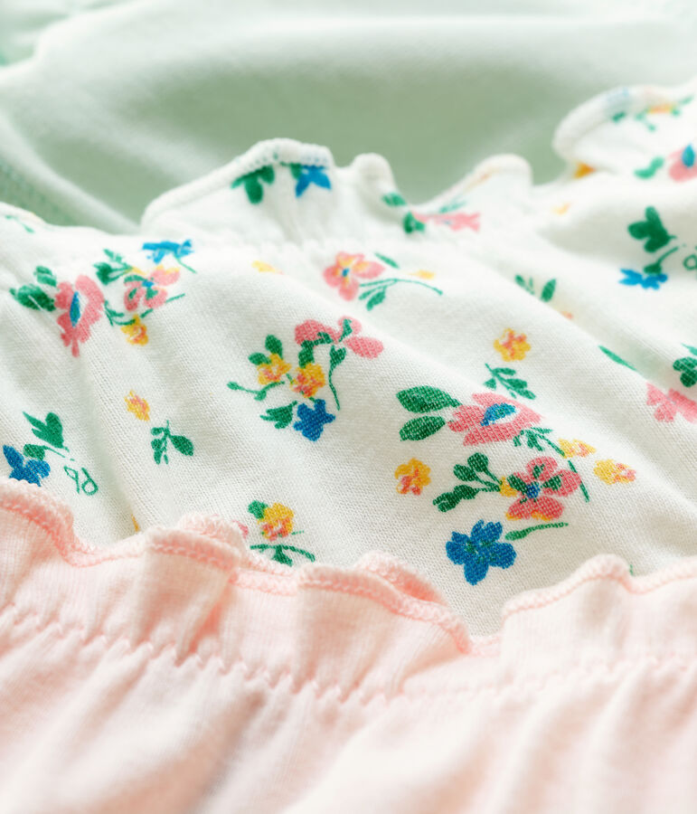 Lot de 3 culottes volant&eacute;es imprim&eacute; fleuri petite fille en coton biologique multicouleur