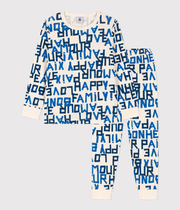 Pyjama imprimé mots bleus en coton enfant