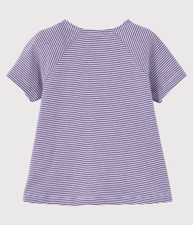 Blouse manches courtes b&eacute;b&eacute; fille violet/blanc