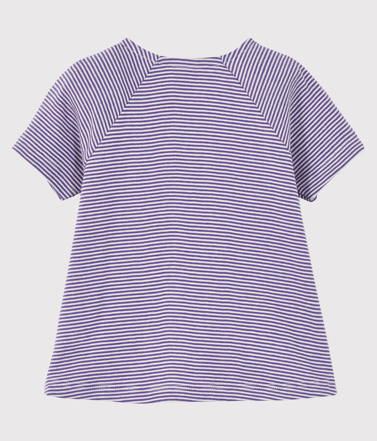 Blouse manches courtes b&eacute;b&eacute; fille violet REAL/blanc MARSHMALLOW