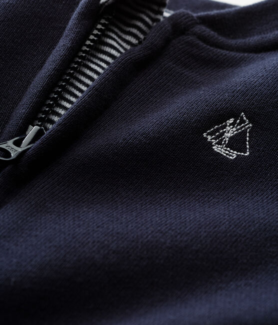 Cardigan zippé bébé garçon en molleton bleu SMOKING