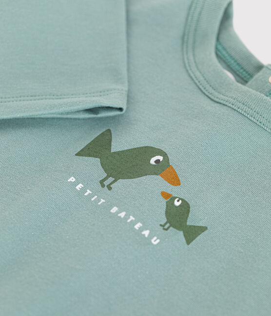 Tee-shirt manches longues en jersey fin bébé vert PAUL