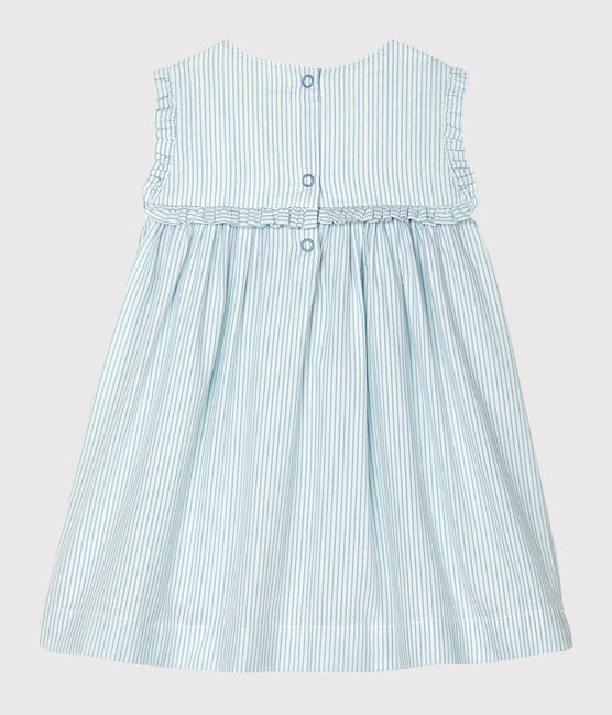 Robe sans manches bébé fille rayée blanc MARSHMALLOW/bleu ACIER