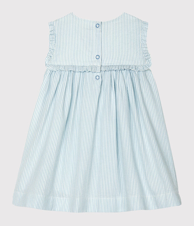 Robe sans manches b&eacute;b&eacute; fille ray&eacute;e blanc/bleu
