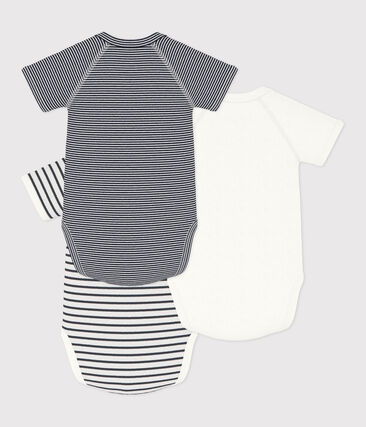 LOT DE 3 BODIES CROISÉS MANCHES COURTES RAYURES BÉBÉ EN COTON (Petit Bateau) - Image 1